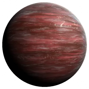 A banded red gas giant
